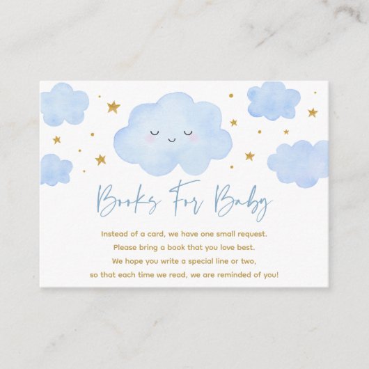 Blue Boy Cloud Stars Baby Sprinkle Book Request Begleitkarte (Vorderseite)