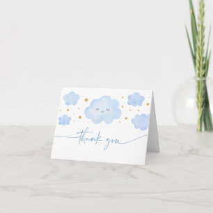 Blue Boy Cloud Stars Baby Sprinkle Dankeskarte