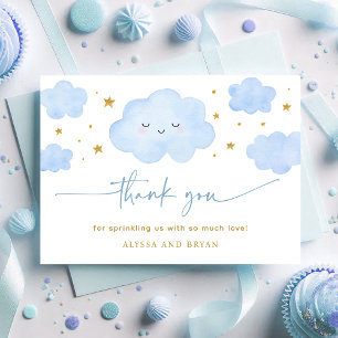 Blue Boy Cloud Stars Baby Sprinkle Dankeskarte