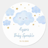Blue Boy Cloud Stars Baby Sprinkle Runder Aufkleber (Vorderseite)