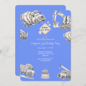 Blue Boy Construction Geburtstagsparty Einladung (Vorne/Hinten)