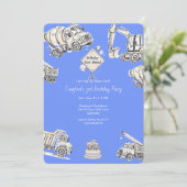 Blue Boy Construction Geburtstagsparty Einladung (Stehend Vorderseite)