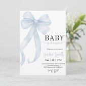 Blue Boy Coquette Bow Baby Dusche Einladung (Stehend Vorderseite)