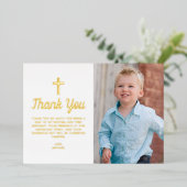 Blue Boy Cross Foto Taufe Danke Karte (Stehend vorne)