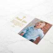 Blue Boy Cross Foto Taufe Danke Karte (Gedreht)