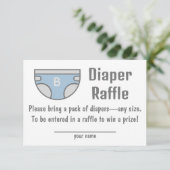 Blue Boy Diaper Raffle Baby Duschenschließkarte Einladung (Stehend Vorderseite)
