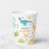 Blue Boy Dinosaur Geburtstagsparty Pappbecher (Rückseite)