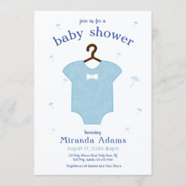 Blue Boy Dress Baby Dusche Einladung