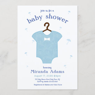 Blue Boy Dress Baby Dusche Einladung