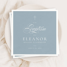 Blue Boy Elegant Cross Script Kalligraphie Taufe Serviette