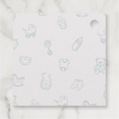 Blue Boy Elegant Hand Drawn Thank You Baby Shower Geschenkanhänger (Rückseite)