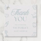 Blue Boy Elegant Hand Drawn Thank You Baby Shower Geschenkanhänger (Vorderseite)
