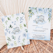 Blue Boy Elephant Baby Dusche Einladung