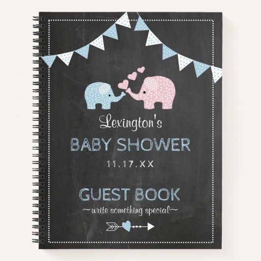 Blue Boy Elephant Chalk Look ShowGuest Book | Notizbuch (Vorderseite)