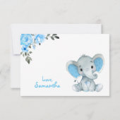 Blue Boy Elephant Vielen Dank Karte Rustikale Flor (Rückseite)