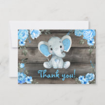 Blue Boy Elephant Vielen Dank Karte Rustikale Flor