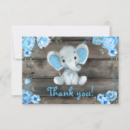 Blue Boy Elephant Vielen Dank Karte Rustikale Flor