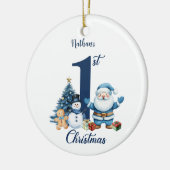 Blue Boy Erste Weihnachten Keramik Ornament (Links)