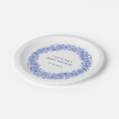 Blue Boy Floral Baby Dusche Pappteller (Schrägansicht)