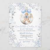 Blue Boy Gingerbrett Weihnachten Schneeflocken Dus Einladung (Vorne/Hinten)