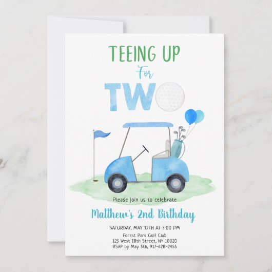 Blue Boy Golf 2. Geburtstag Einladung (Vorderseite)