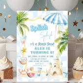 Blue Boy Groovy Beach Party Birthday Bash Einladung