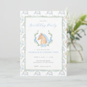 Blue Boy Horse Kentucky Derby Birthday Einladung (Stehend Vorderseite)