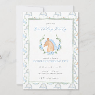 Blue Boy Horse Kentucky Derby Birthday Einladung