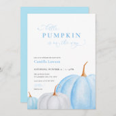 Blue Boy Little Pumpkin Baby Dusche Einladung (Vorne/Hinten)