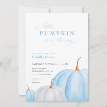 Blue Boy Little Pumpkin Baby Dusche Einladung