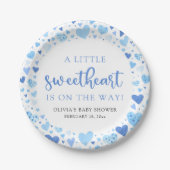 Blue Boy Little Sweetheart Valentine Baby Dusche Pappteller (Vorderseite)