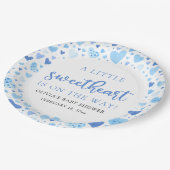 Blue Boy Little Sweetheart Valentine Baby Dusche Pappteller (Schrägansicht)