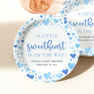 Blue Boy Little Sweetheart Valentine Baby Dusche Pappteller