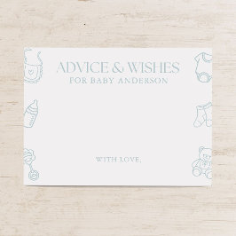 Blue Boy Minimal Baby Shower Advice and Wishes Begleitkarte