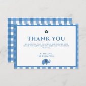 Blue Boy Niedlich Elephant Vielen Dank Baby Dusche Dankeskarte (Vorne/Hinten)