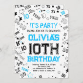 Blue Boy Number Ten Birthday Party Einladung (Vorne/Hinten)