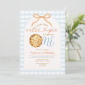 Blue Boy Our Little Süsse Pie Gingham 1. Geburtsta Einladung (Stehend Vorderseite)