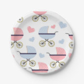 Blue Boy Pink Girl Baby Buggyen Paper Plate Party Pappteller (Vorderseite)