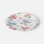 Blue Boy Pink Girl Baby Buggyen Paper Plate Party Pappteller (Schrägansicht)