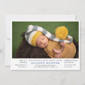 Blue Boy Post Birth Baby Dusche Foto Sip & See Einladung (Vorderseite)