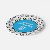 Blue Boy Soccer Birthday Party Pappteller (Schrägansicht)