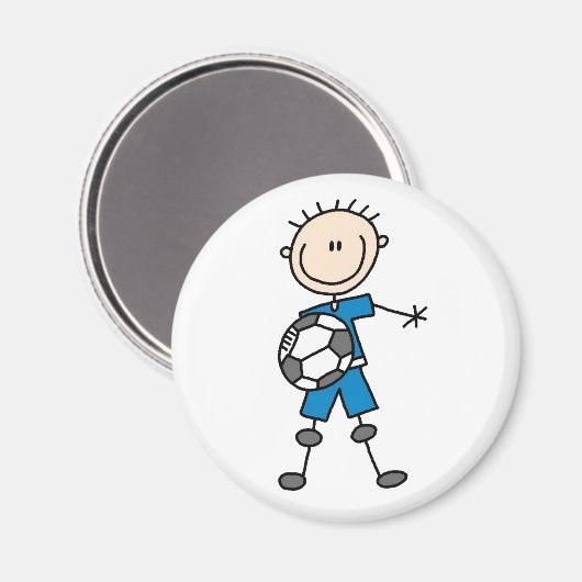 Blue Boy Soccer Player Magnet (Vorderseite/Rückseite)