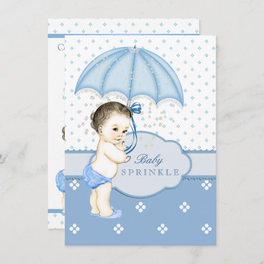 Blue Boy Sprinkle Baby Dusche Einladung (Vorne/Hinten)