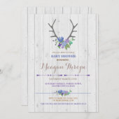 Blue Boy Stag Rustikale Blume Kinderdusche Einladu Einladung (Vorne/Hinten)