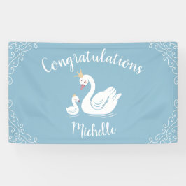 Blue Boy Swan Baby Dusche Banner