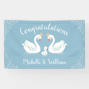 Blue Boy Swan Baby Dusche Banner