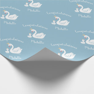 Blue Boy Swan Baby Dusche Geschenkpapier