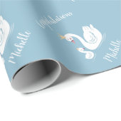 Blue Boy Swan Baby Dusche Geschenkpapier (Rolleneckpunkt)