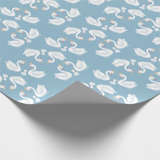 Blue Boy Swan Baby Dusche Geschenkpapier (Ecke)