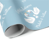 Blue Boy Swan Baby Dusche Geschenkpapier (Rolleneckpunkt)